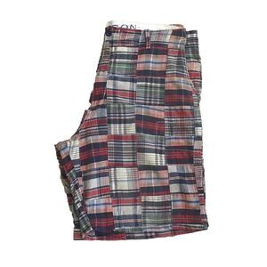 Vintage Madison Patchwork Madras Plaid Men's 36/10 Shorts Red Blue